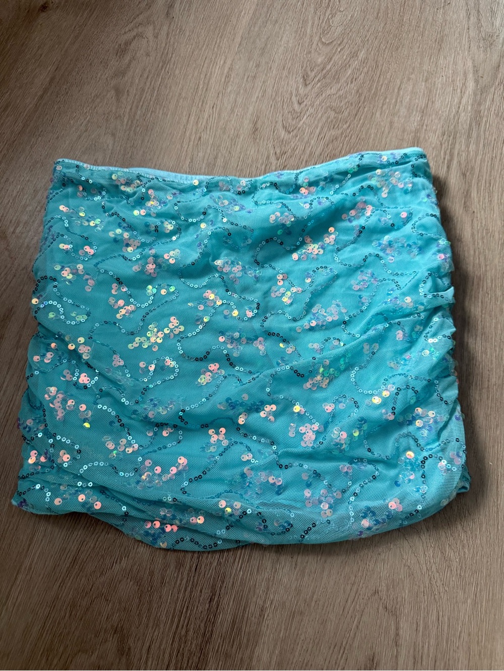 Forever 21 Turquoise Sequin beaded tube top strapless Y2K